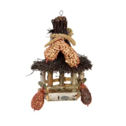 ESSCHERT DESIGN Table Pour Oiseaux Avec Toit En Branches De Bouleau Et Nourriture Pour Oiseaux